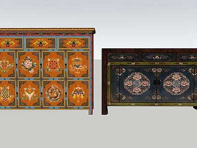 复古中式餐边柜 藏式柜子 藏式餐边柜 餐边柜 藏式矮柜