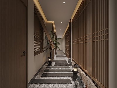 现代意式茶餐厅 过道 吧台 茶展柜 景观