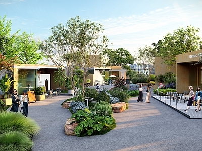 现代商业综合体景观 商业 公园 网红 商业街道