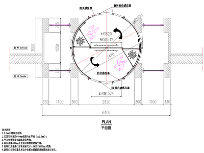 玻璃门节点 旋转门节点图 写字楼旋转门 商场旋转门 入户大堂旋转门 玻璃旋转门 施工图
