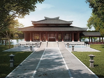 复古古建筑 汉代建筑 仿古建筑 陈列馆 文化馆 汉风建筑