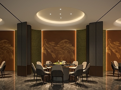禅意轻奢中餐厅 连包 移门 画