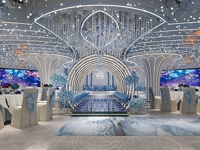 现代宴会厅 婚礼宴会厅 酒店宴会厅 水晶婚礼宴会厅