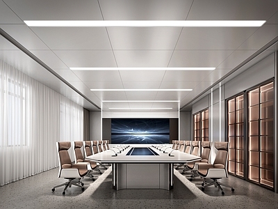 现代极简会议室 科技感 现代会议室 科技会议室 智慧会议 办公会议室