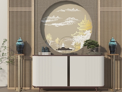 新中式玄关柜 边柜 端景柜玄关柜