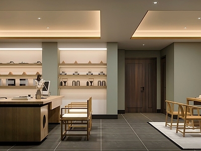 中式新中式经理办公室 经理办公室 董事长办公室 原木风办公室 灰绿色办公室