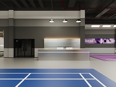 现代简约体育馆 羽毛球场 羽毛球馆 体育馆 网球场