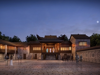 中式古建 戏院 中式建筑 四合院 古建筑