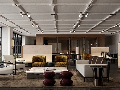 现代售楼处 洽谈区 书吧 休闲区 会客区