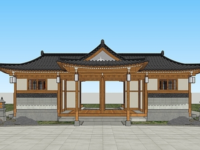 中式原木古建筑 朝鲜族建筑 韩屋 原木风 延边古建筑