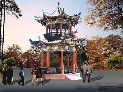 仿古建筑 双层八角亭 重檐八角亭 仿古八角亭 仿古双层亭 仿古重檐亭 施工图