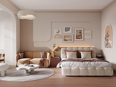 现代奶油公寓 一字型公寓