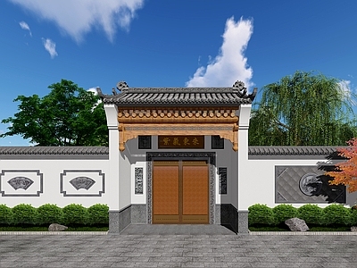 新中式大门 新中式大门 门头 庭院门 徽派门头 中式门楼