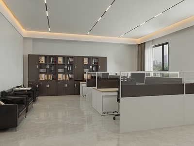 现代办公室 办公区 多人办公区 走廊过道 文件柜 档案柜