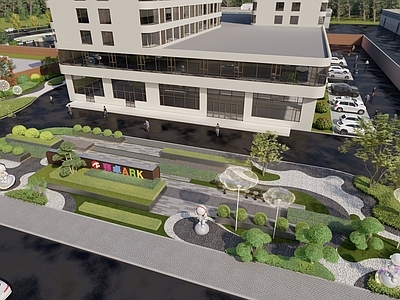 现代办公园区景观 现代办公区景观 现代室外休闲区