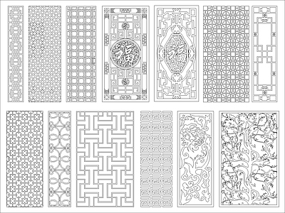 中式屏风隔断 中式木艺镂空屏风 施工图