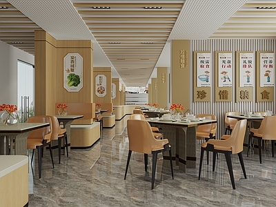 现代食堂 食堂 明档 餐桌