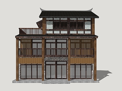 新中式乡村民房 木建筑民居 乡村民居建筑 乡村民居样式