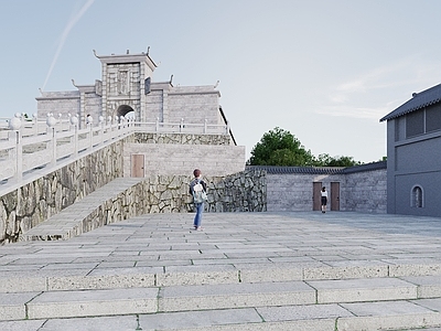 中式古建 寺庙 山峰 新中式中式古建