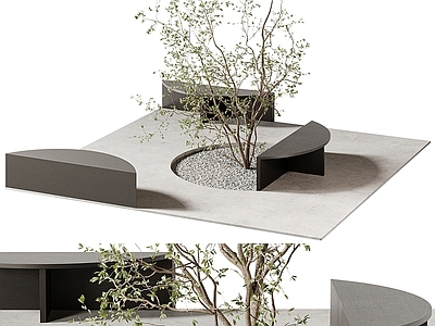 现代其他景观小品 室外植物景观 景观树 绿植 室外椅子 后花园