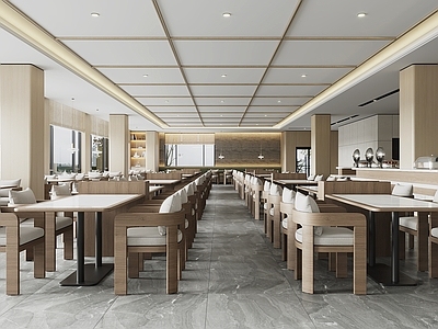现代新中式食堂 食堂 员工餐厅 就餐区 员工食堂 酒店餐厅