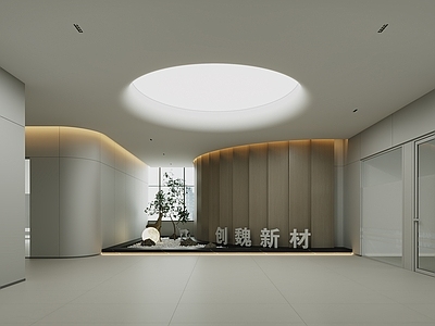 现代极简办公大厅 现代办公大厅 现在办公楼前厅 现代办公楼前台
