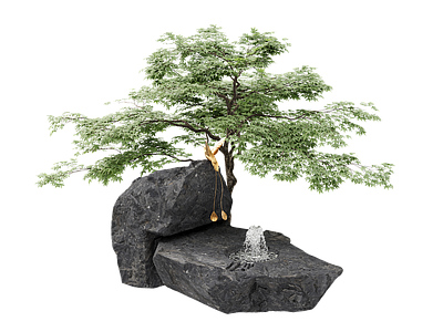 现代石头 景石 片石 喷泉 涌泉