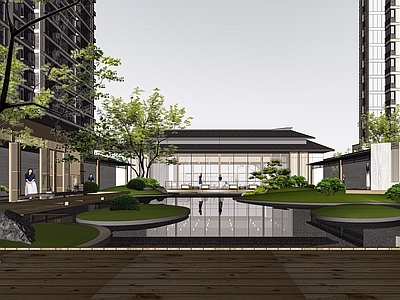 现代新中式售楼处建筑 现代新中式售楼处
