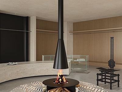 现代服装店 壁炉 现代