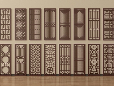 中式隔断 镂花窗木雕花窗 镂空窗格 中式屏风隔断