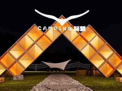 现代入口大门 营地木制大门 活动简易大门 LOGO大门装置 牛头大门 公园入口大门
