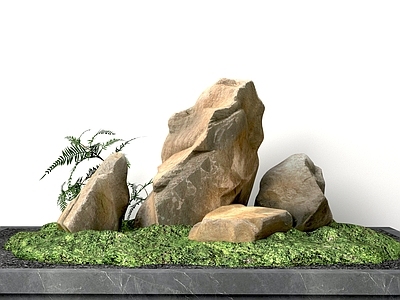 现代新中式石头 柏坡黄景观石 景观置石 景观石组合小品