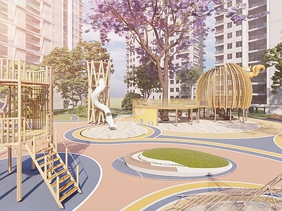 现代儿童游乐空间 儿童活动区 儿童活动场地 儿童乐园 儿童沙坑 儿童攀爬设施