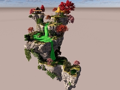 现代极简景观石 悬空 石头 游戏 风景 景观石