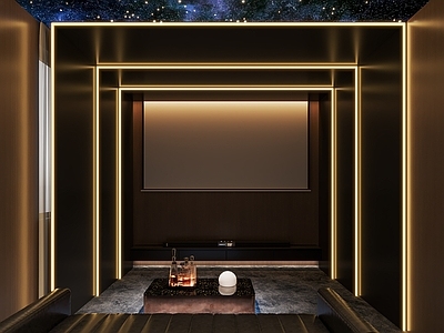 现代轻奢影音室 影音室 投影 地下室