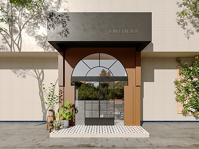 法式复古化妆品店 门头 美容院门头 绿植墙