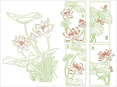新中式花 荷花 施工图