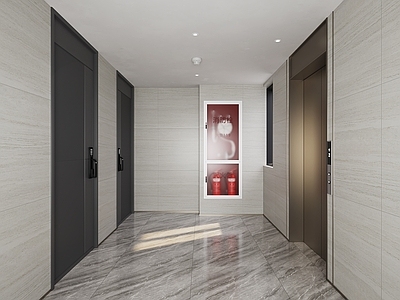 现代楼梯间 小区电梯间 电梯厅 小区公区