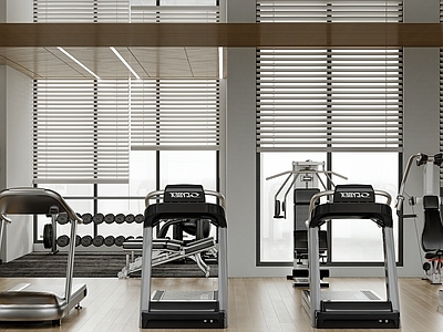 现代健身房 健身房 跑步机 哑铃