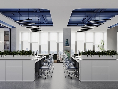 现代办公区 办公室 办公室大厅