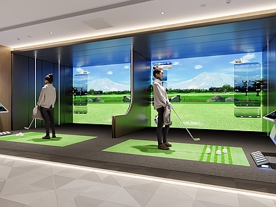 现代新中式健身房 高尔夫 高尔夫球室 小型高尔夫 室内高尔夫