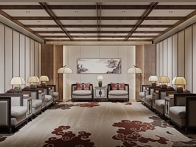 现代新中式接待室 接待室 会议室