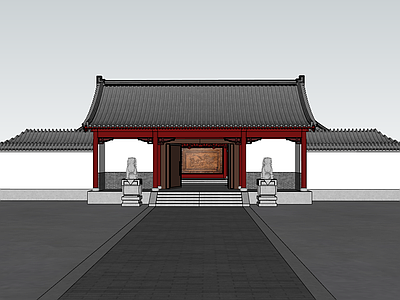 中式新中式古建筑 明清古建筑 抄手廊 明清四合院 二进院 王府