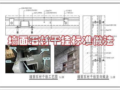 墙面节点 墙面石材干挂工艺 施工图