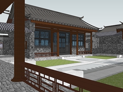 中式四合院 四合院 四合院及车库 农村自建房 自建合院 围合庭院