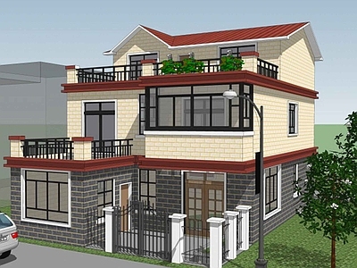 现代别墅建筑 三层自建别墅建筑 施工图