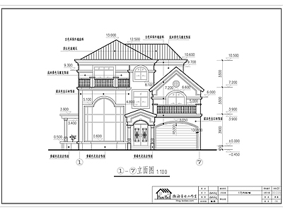 现代别墅建筑 三层现代自建别墅 施工图