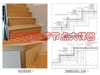 地台节点 木地板地台梯步 施工图