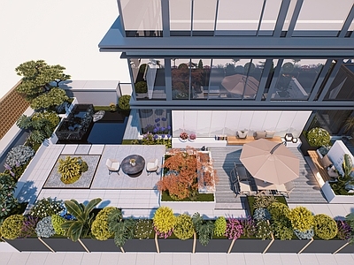 现代新中式办公园区景观 露台景观 办公区景观 商业景观