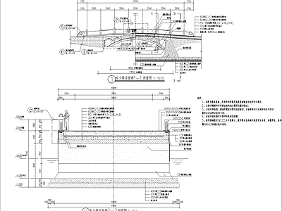 综合性公园 中式拱桥 中式车型桥 公园桥梁 施工图